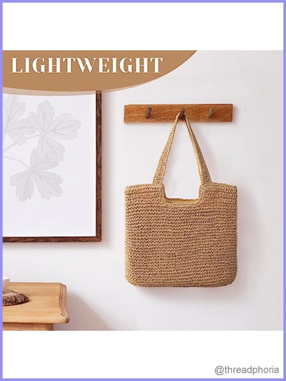 Large Woven Straw Beach Tote Bag Waterproof Lightweight Women's Shoulder Handbag - Picture 2 of 6